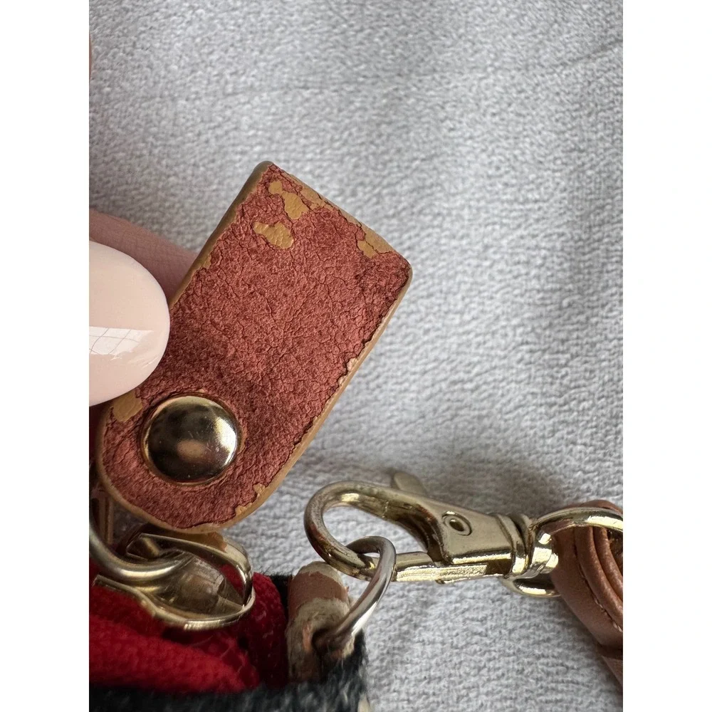 Spartina 449 Daufuskie Island Linen Leather Wristlet Wallet Black White Red boho